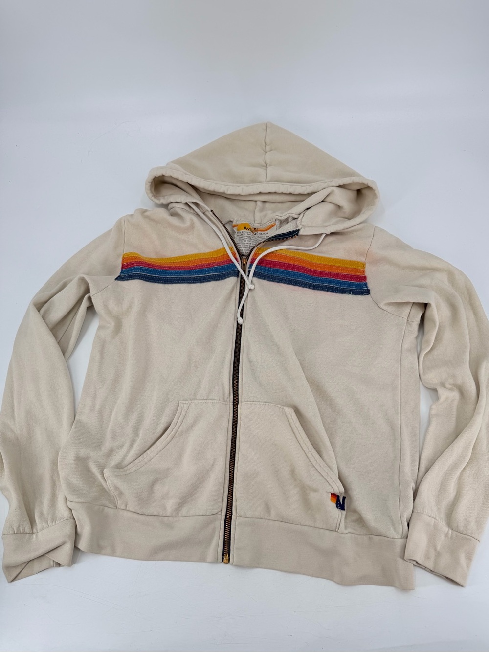 Aviator Nation Stripe Zip Hoodie XL FLAWS